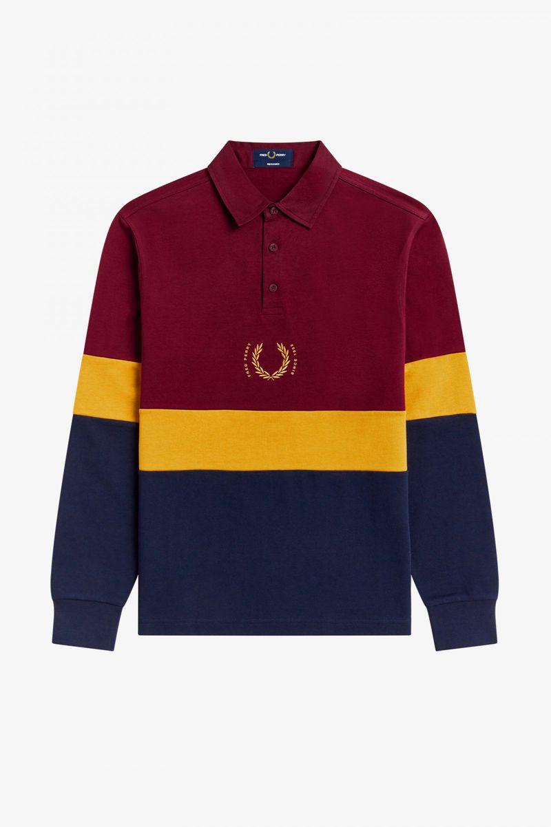 Red Fred Perry Long Sleeve Rugby Men\'s Shirts | PH 1504ZUTG